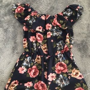 Navy Blue Floral Romper